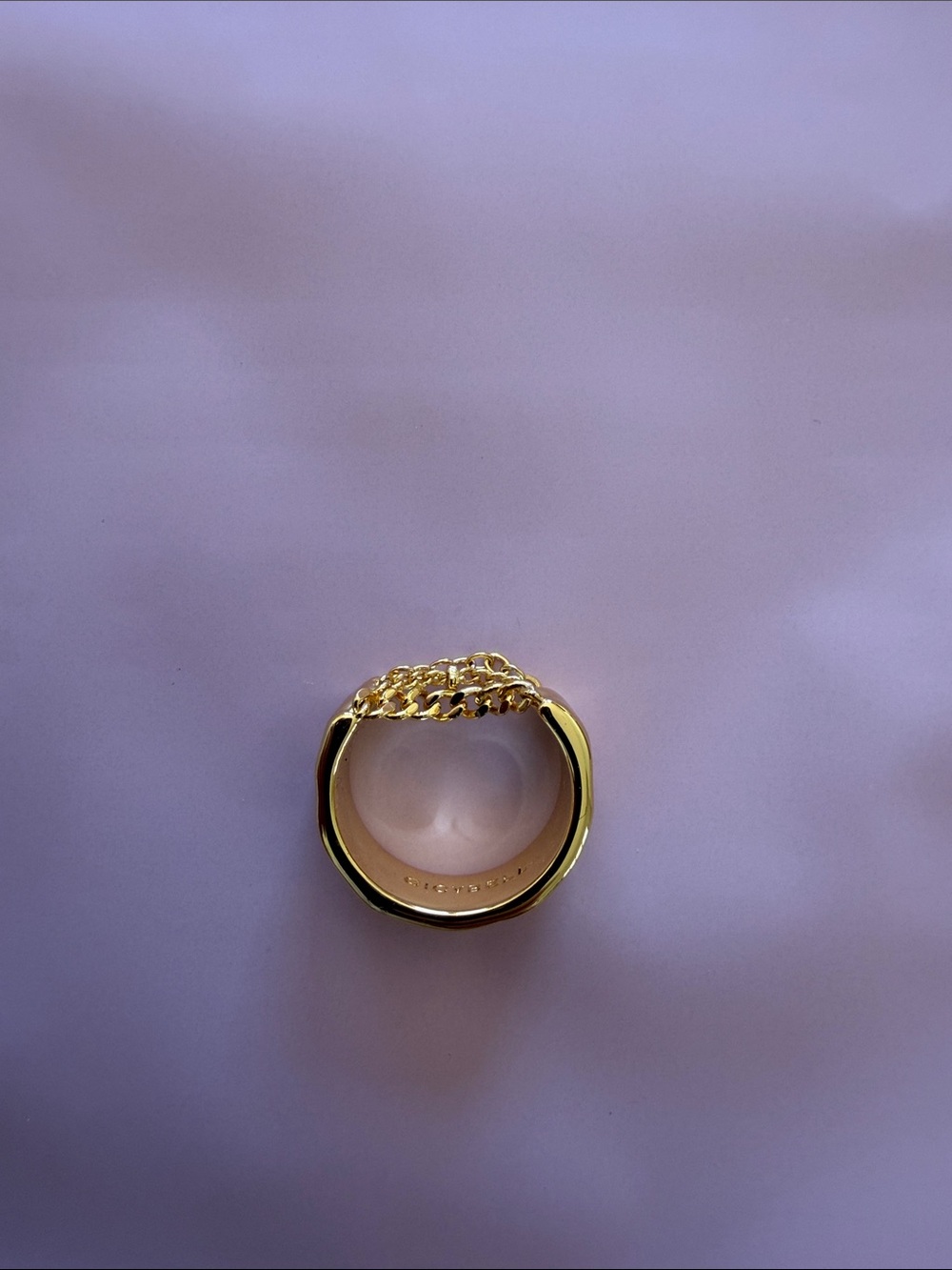 Cicy Bell 18k Plated Gold Chain Detail Women's Ring - Gold